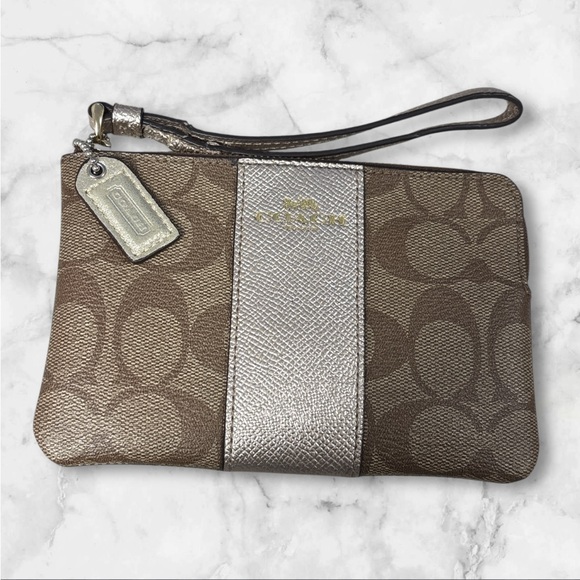 Coach Handbags - Coach Metallic Silver and Brown Accessory